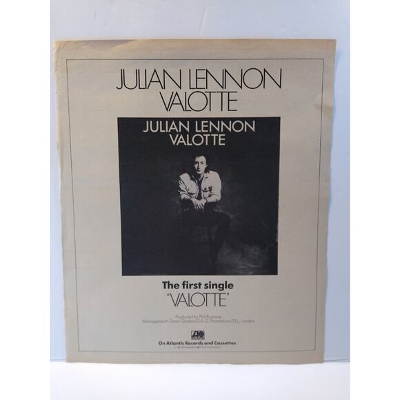 Julian Lennon Valotte Album AD 1984 Vintage Artwork Pop Rock Music Advertising - Picture 2 of 2